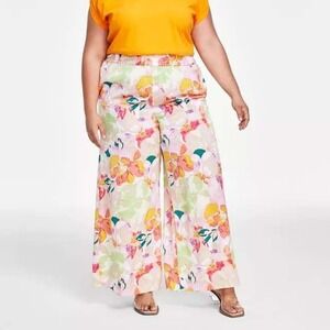 Bar III Floral Print Lounge Pants Wide‎ Leg Comfy Casual 1X